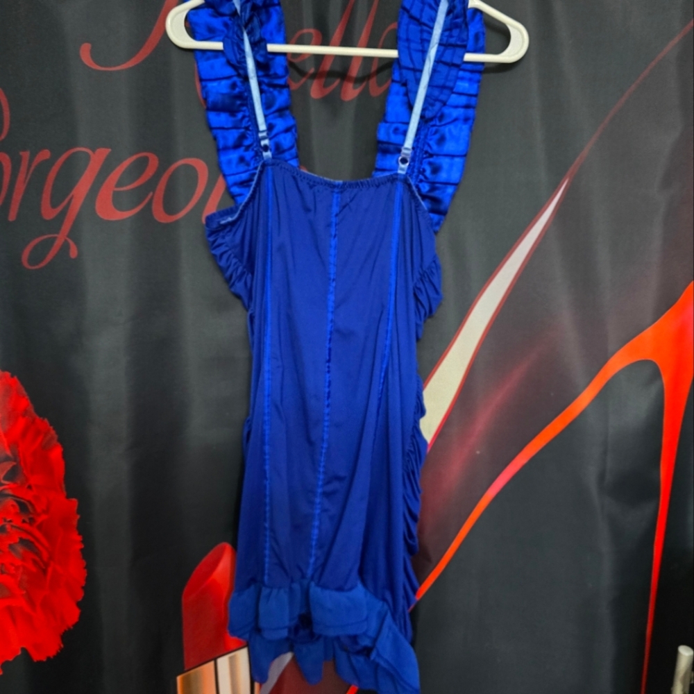 Blue Sapphire Ruffled Faisca Large Dress!